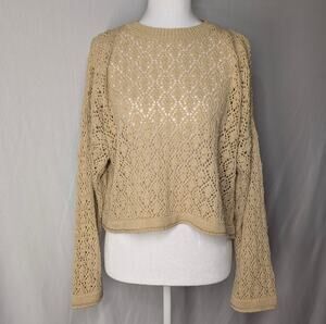 Open Knit sweater Astrid Clothing Small Made in Italy tan beige boho cottagecore
